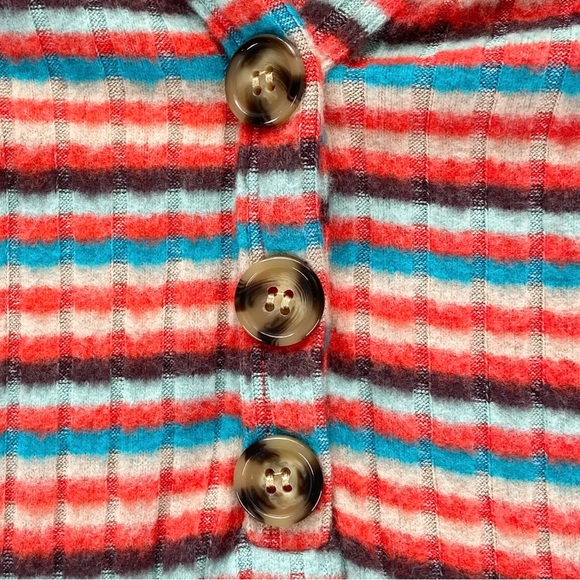 NEW Mudd Shirt Women’s XS Henley Button V Neck Multicolor Stripe Long Sleeve Top - Picture 5 of 8